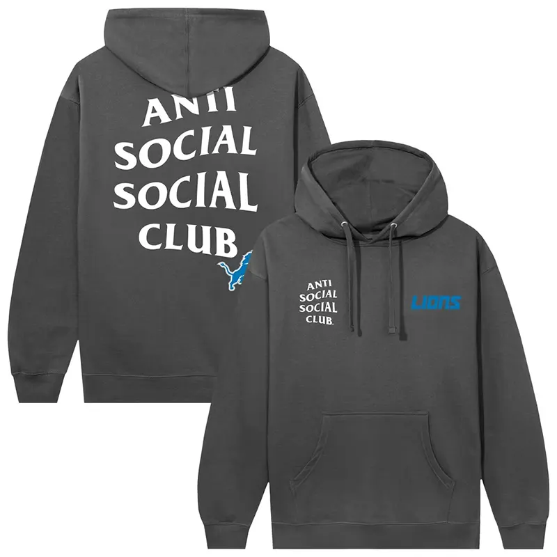 Detroit Lions AntiSocialSocialClub x NFL Charcoal Snap Hoodie