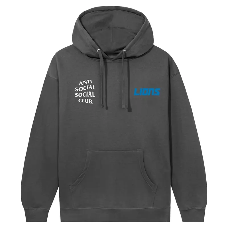 Detroit Lions AntiSocialSocialClub x NFL Charcoal Snap Hoodie - Image 2
