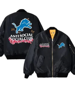 Detroit Lions AntiSocialSocialClub x NFL MA-1 Full-Zip Blossom Bomber Jacket