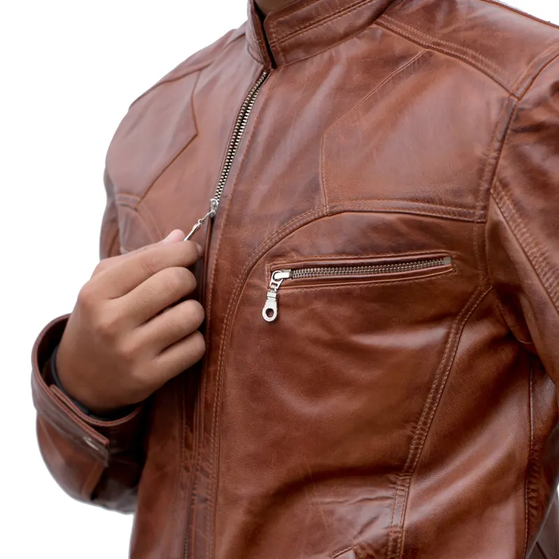 Men's J9 Distressed Leather Jacket - Image 6