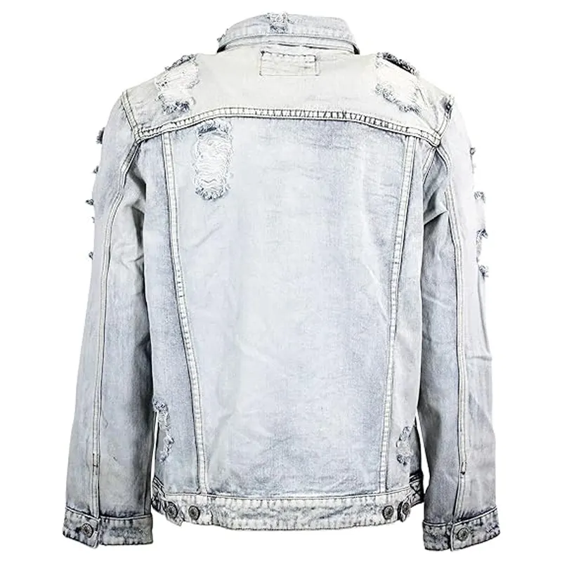 Distressed Light Indigo Denim Jacket - Image 2