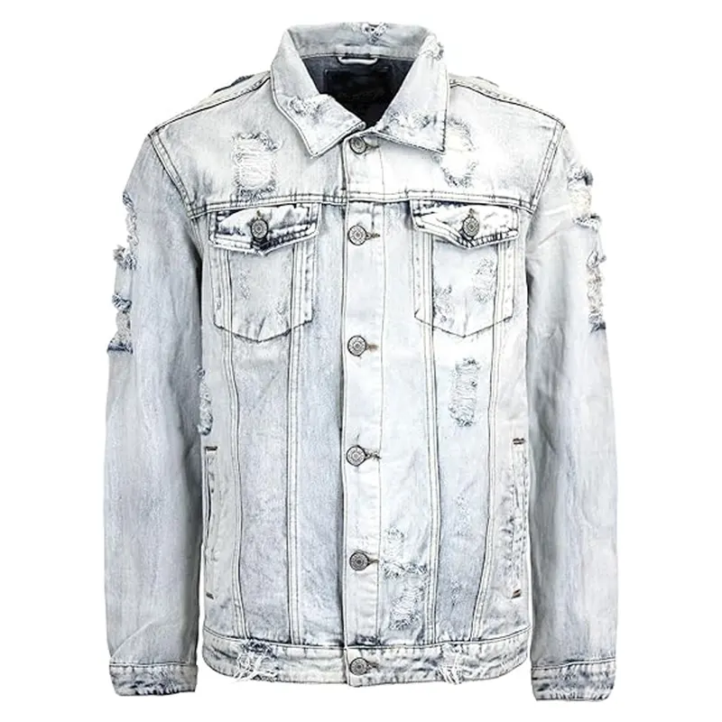 Distressed Light Indigo Denim Jacket