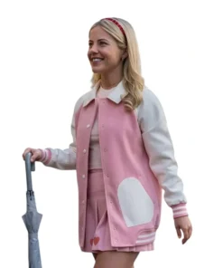 Elle 2026 Lexi Minetree Hearts Pocket Pink Varsity Jacket