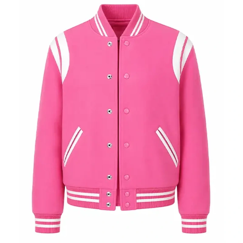 Elle 2026 Lexi Minetree Pink Wool Teddy Bomber Jacket - Image 2