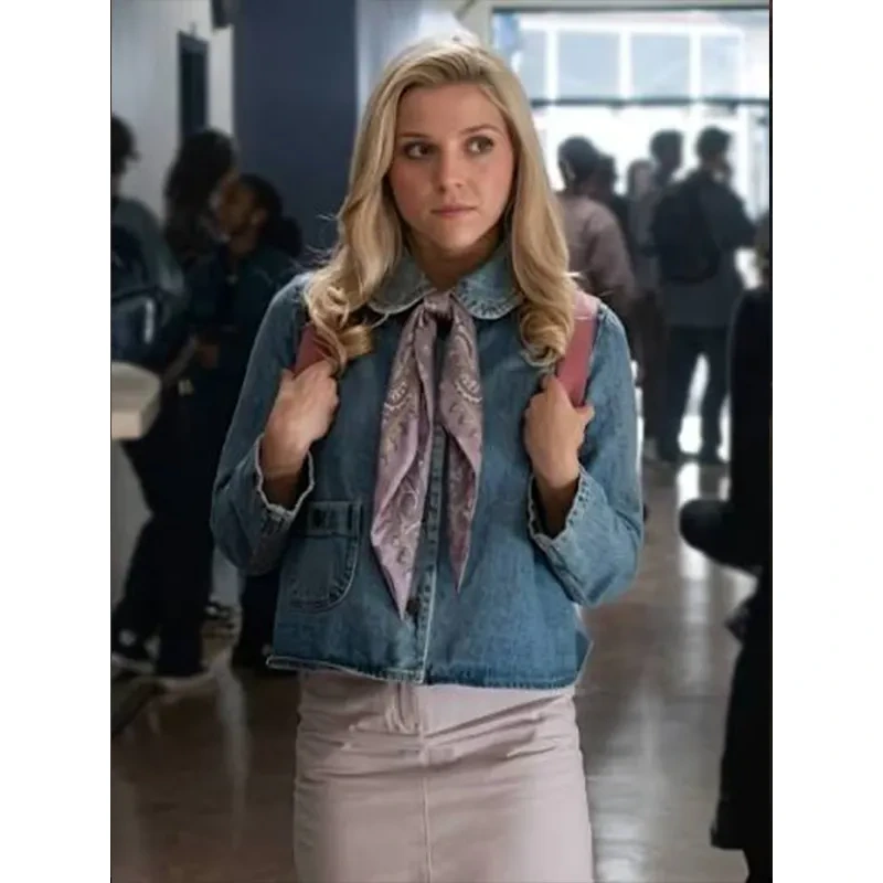 Elle S01 Lexi Minetree Pan Collar Denim Jacket - Image 3