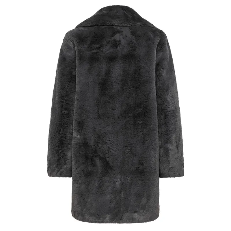 Tall Dark Grey Faux Fur Coat - Image 2