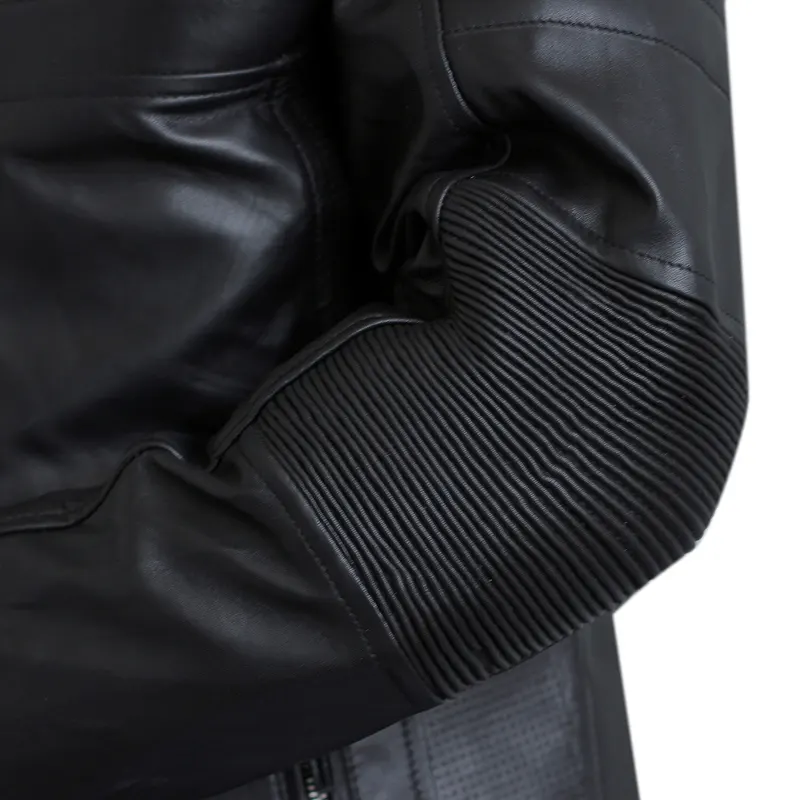 Men's Cafe Racer Black Classic Biker Leather Jacket - Image 4