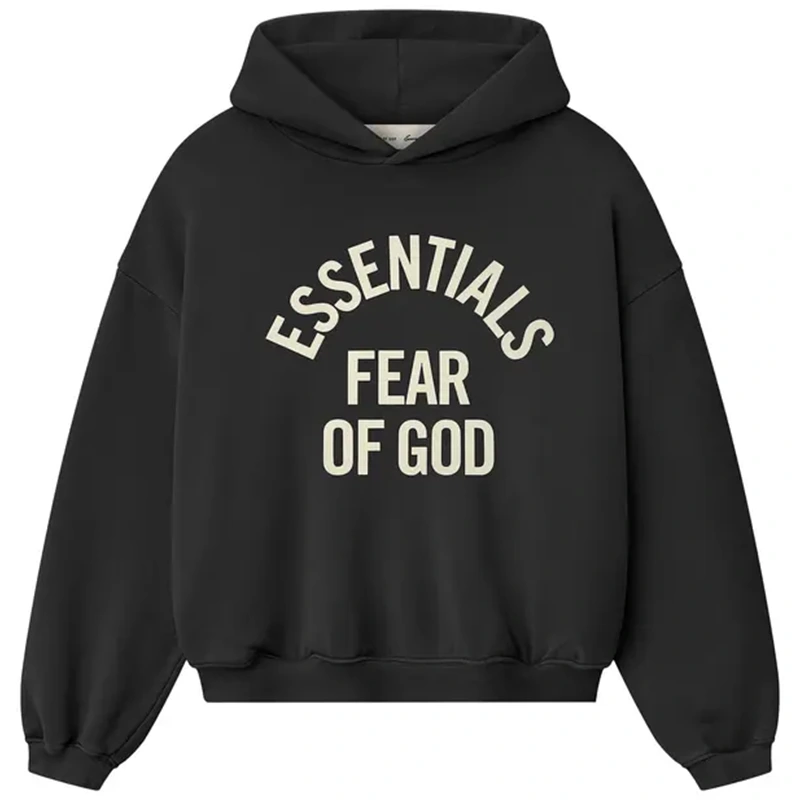 Fear of God Essentials Campus 90s Faded Black Hoodie