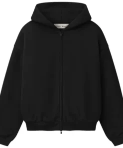 Fear of God Essentials Classic Vintage Black Full Zip Hoodie