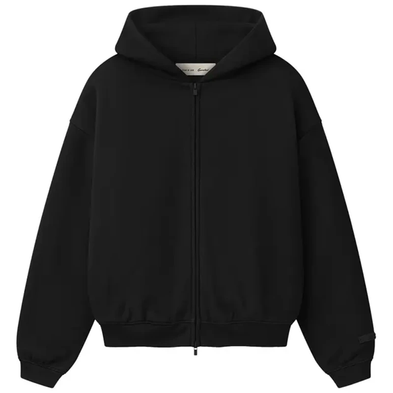 Fear of God Essentials Classic Vintage Black Full Zip Hoodie