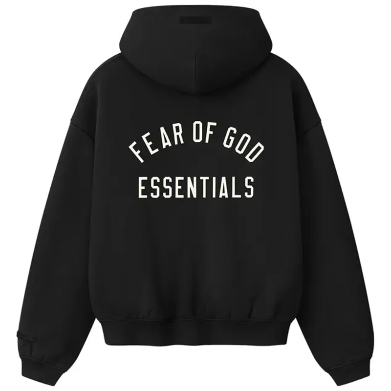 Fear of God Essentials Classic Vintage Black Full Zip Hoodie - Image 2