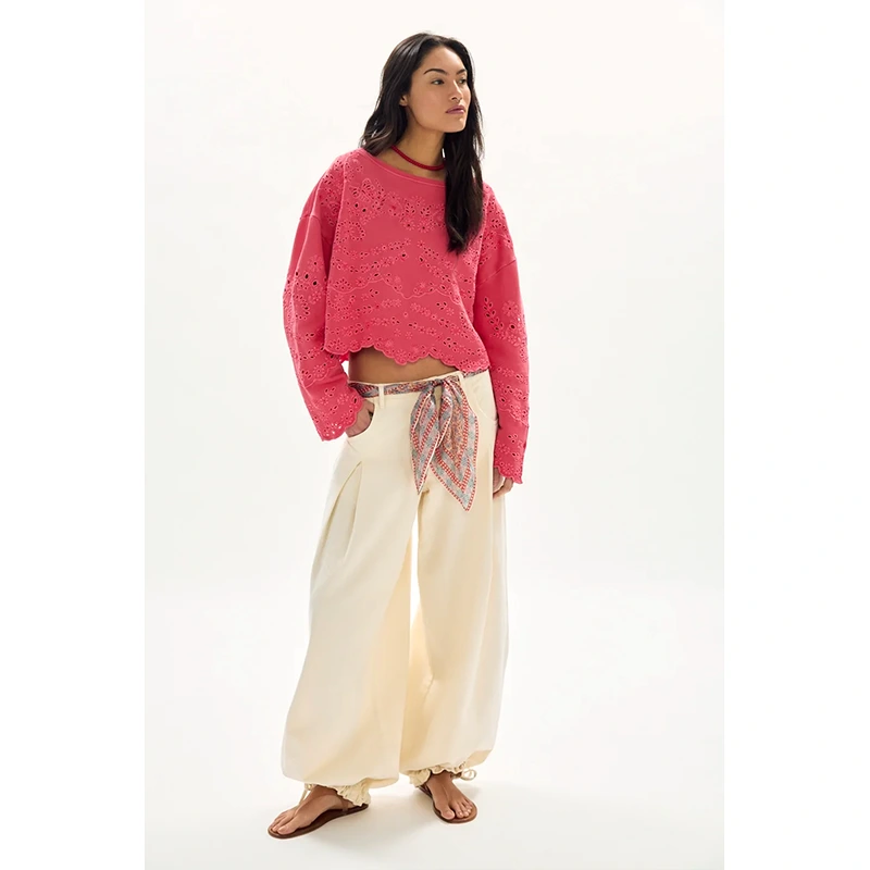 Free People Iris Embroidered Sweatshirt by Free People in Pink - Image 2