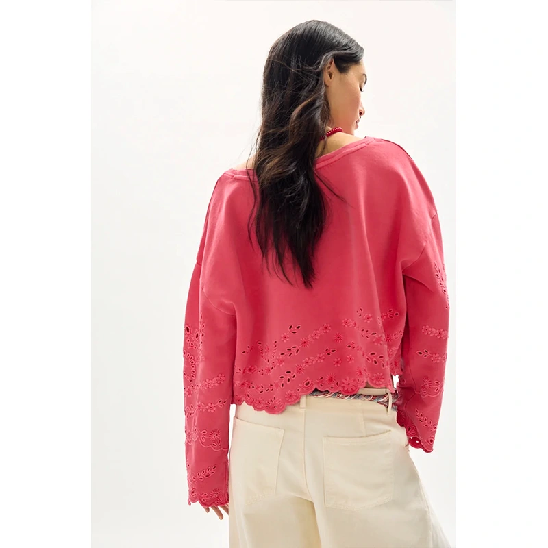 Free People Iris Embroidered Sweatshirt by Free People in Pink - Image 3