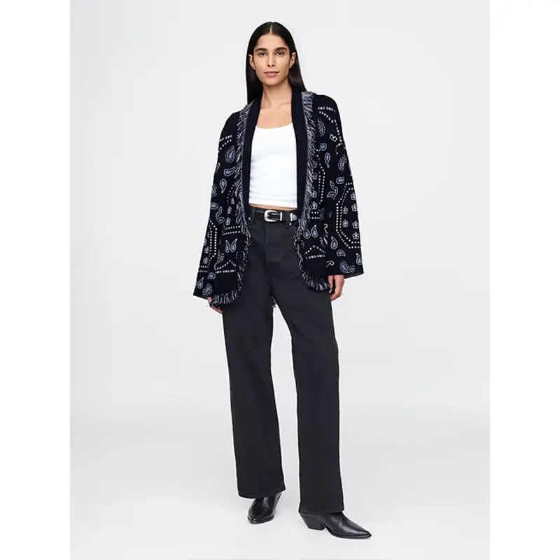 GAP Cotton-Blend Fringe Shawl Cardigan - Image 4