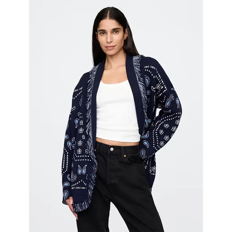 GAP Cotton-Blend Fringe Shawl Cardigan - Image 2