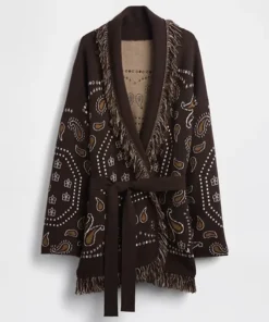 GAP Terra Brown Cotton-Blend Fringe Shawl Cardigan