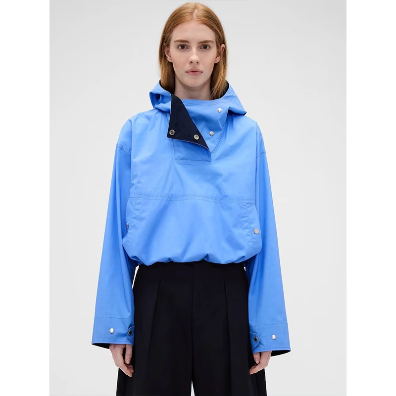 GAP x Victoria Beckham Blue Hooded Pullover Jacket