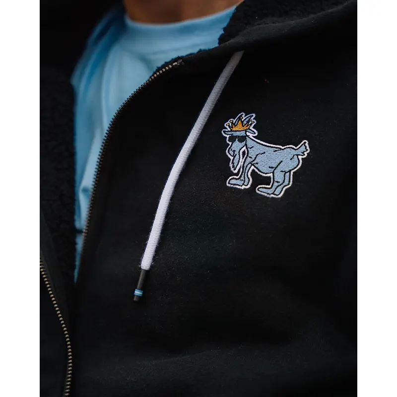 GOAT OG Sherpa Lined Black Full Zip Hoodie - Image 4