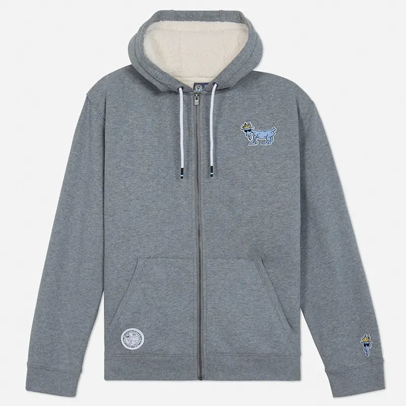 GOAT OG Sherpa Lined Grey Full Zip Hoodie