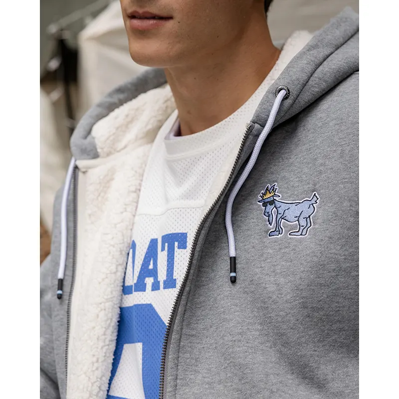 GOAT OG Sherpa Lined Grey Full Zip Hoodie - Image 4