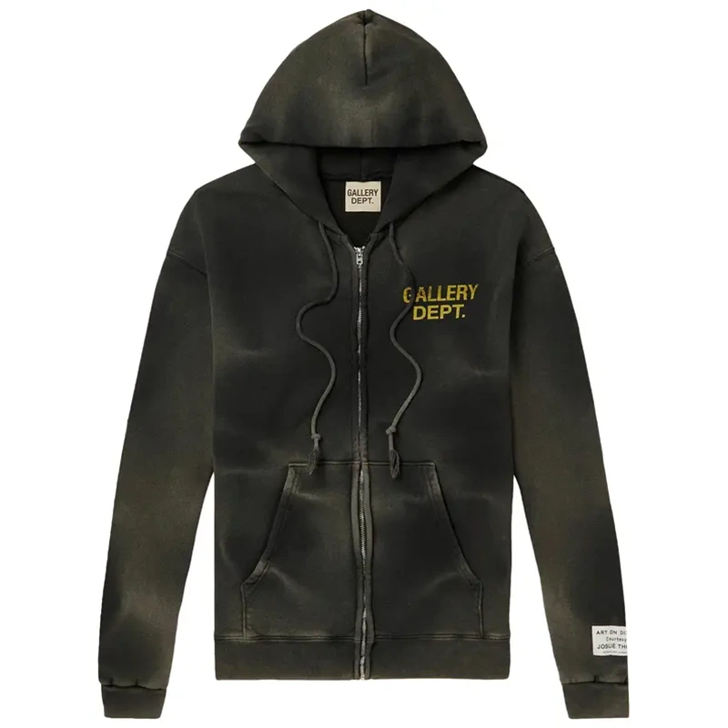 Gallery Dept. Logo Print Tie-Dyed Cotton Jersey Zip-Up Hoodie