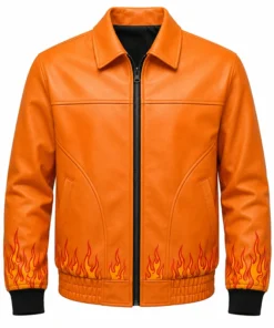 Ghost Flame Leather Bomber Jacket