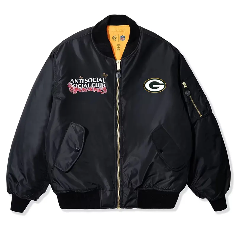 Green Bay Packers AntiSocialSocialClub x NFL MA-1 Full-Zip Blossom Bomber Jacket - Image 2