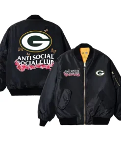 Green Bay Packers AntiSocialSocialClub x NFL MA-1 Full-Zip Blossom Bomber Jacket