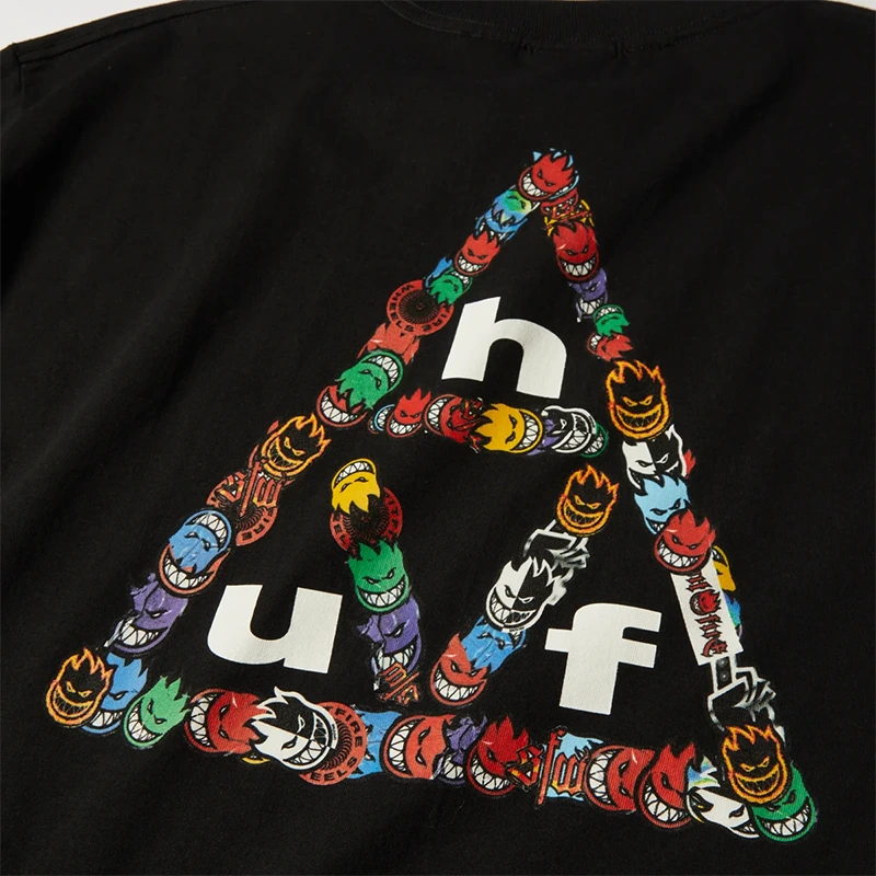 HUF x Spitfire Sticker Black Triple Triangle T-Shirt - Image 2