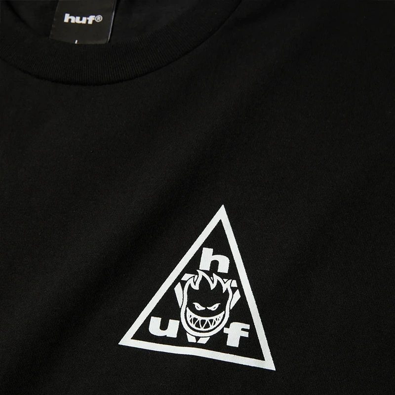 HUF x Spitfire Sticker Black Triple Triangle T-Shirt - Image 3