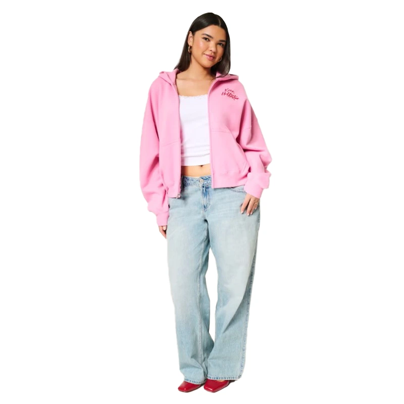 Hollister Girls Feel Good Easy Zip-Up Xoxo Graphic Hoodie - Image 2