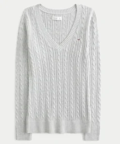Hollister Girls Ivy Cable-Knit V-Neck Sweater