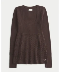 Hollister Girls Long-Sleeve Square-Neck Babydoll Sweater