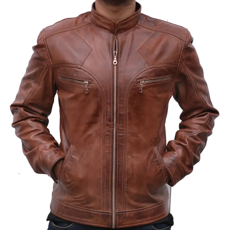 Men's J9 Distressed Leather Jacket - Image 5
