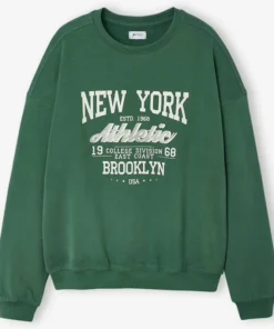 Jade New York Sweatshirt with Round Neckline and Color Blocking