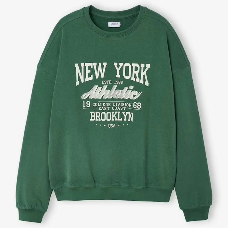 Jade New York Sweatshirt with Round Neckline and Color Blocking