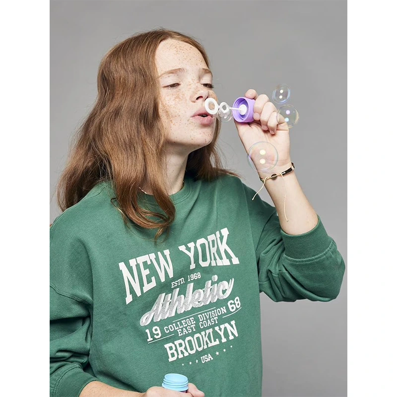 Jade New York Sweatshirt with Round Neckline and Color Blocking - Image 5