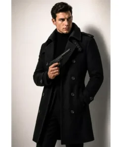 James Bond 007 First Light Black Trench Coat