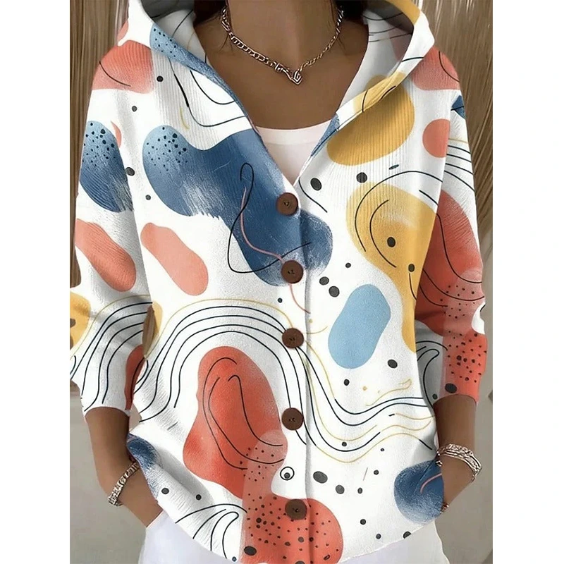 Jenna Elegant Button Hooded Sweater