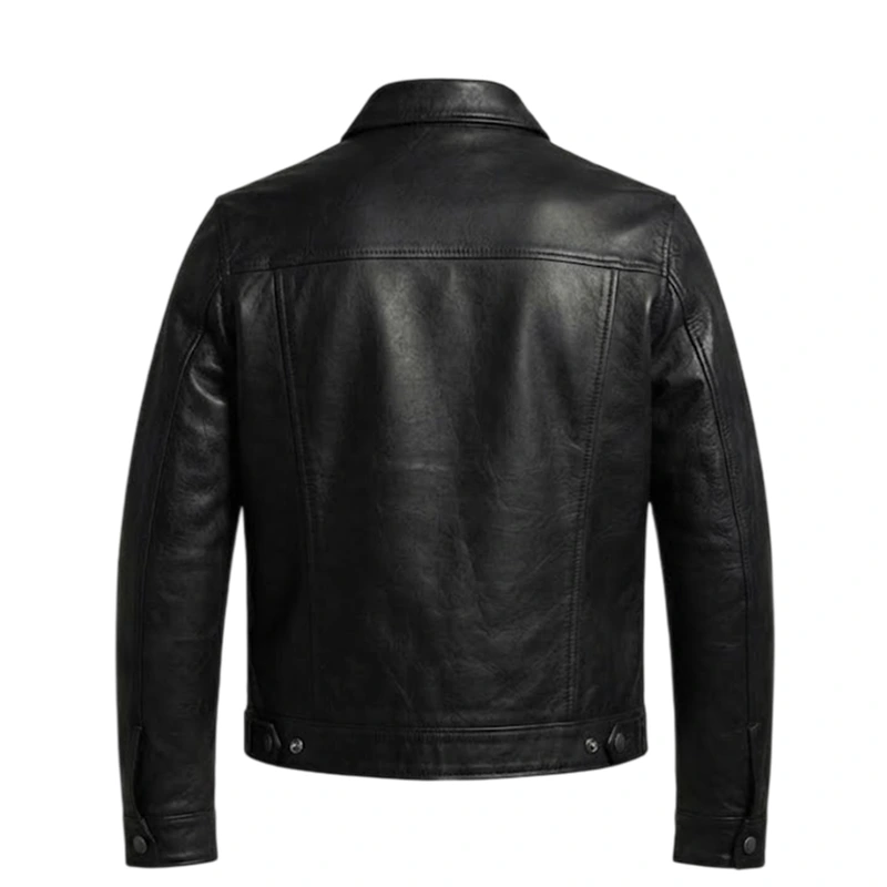 Jensen Huang Signature Black Leather Trucker Jacket - Image 2