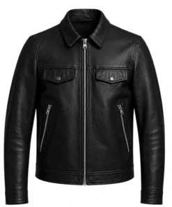 Jensen Huang Signature Black Leather Trucker Jacket