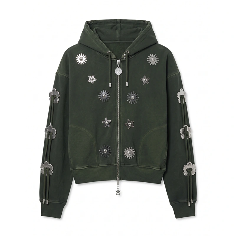 Julia Sarah Stone Off Campus S01 Green Embellished Sweatshirt