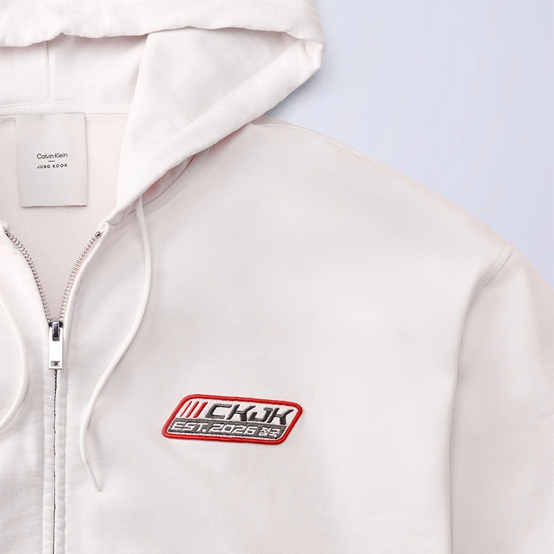 Jung Kook for Calvin Klein Terry White Relaxed Hoodie - Image 3