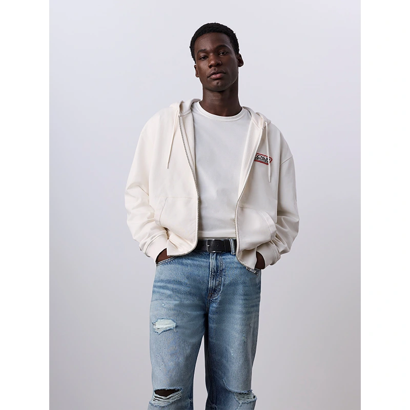 Jung Kook for Calvin Klein Terry White Relaxed Hoodie - Image 5