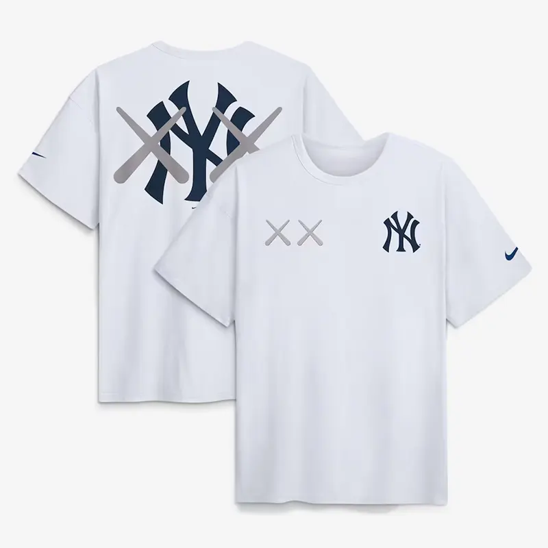 KAWS Nike MLB Fanatics Fest Elevated Max 90 New York Yankees White Tee - Image 3