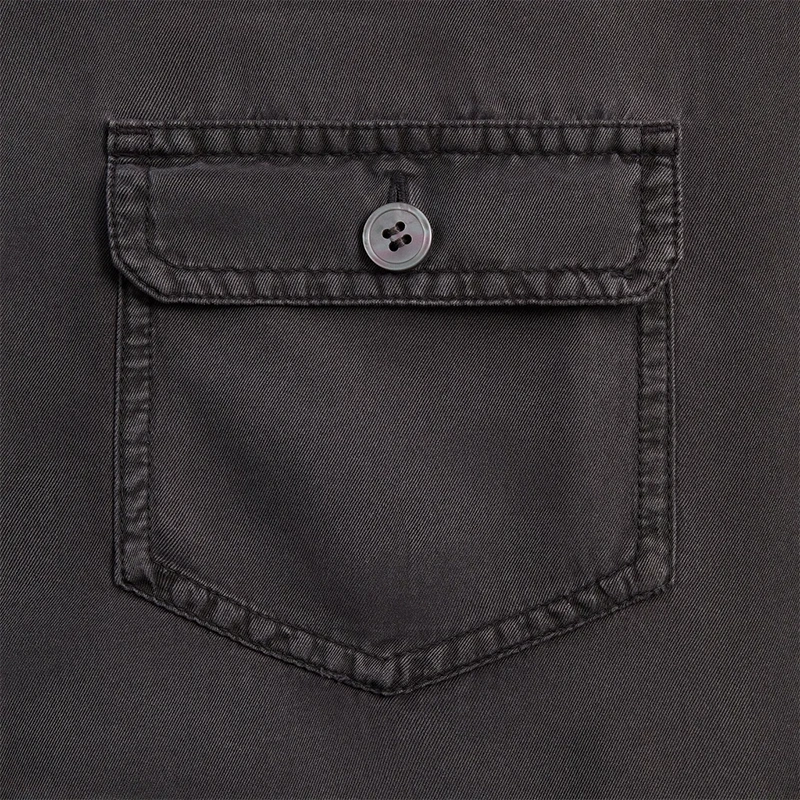 &Kin Garment Dyed Silk Collarless Yardley Shirt - Image 3