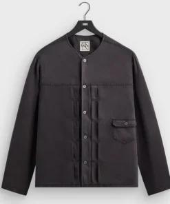 &Kin Garment Dyed Silk Collarless Yardley Shirt