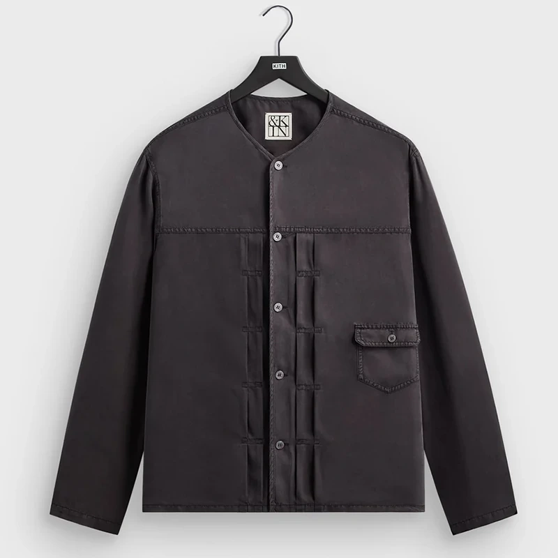 &Kin Garment Dyed Silk Collarless Yardley Shirt