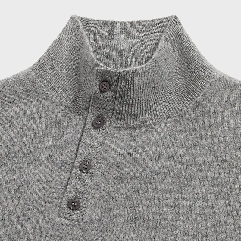 &Kin Mid Heather Grey Cashmere Cyrus Turtleneck - Image 3