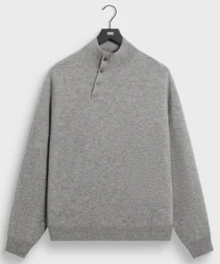 &Kin Mid Heather Grey Cashmere Cyrus Turtleneck